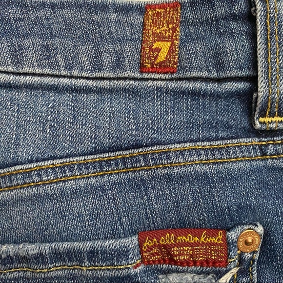 7 For All Mankind The High Waist Ankle Skinny Distresssed Raw Hem Jeans 29 - Picture 14 of 16